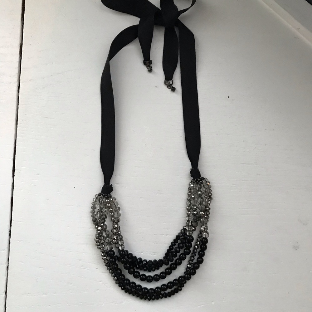 Ann Taylor Loft Black Satin Ribbon Necklace